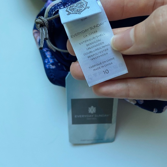 EVERYDAY SUNDAY BLUE BIKINI DITSY FLORAL FEMININE COTTAGECORE COASTAL POOL TOILE - Picture 8 of 12